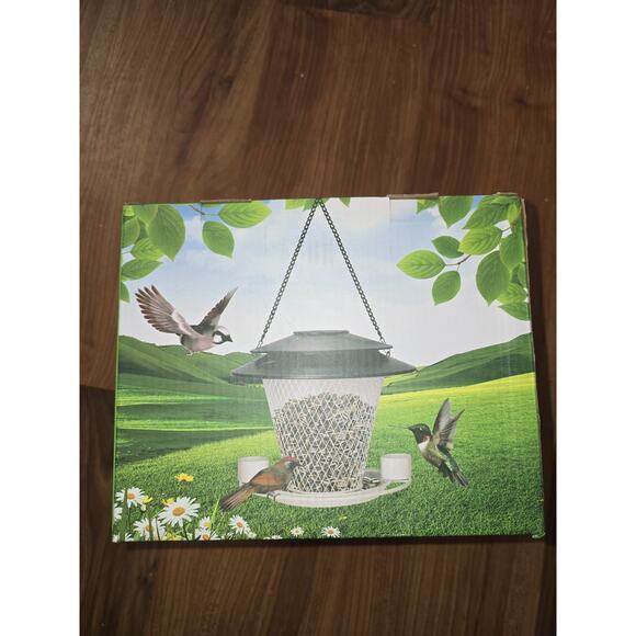 Metal-Wild-Bird-Feeder Solar-Bird-Feeders Outside-Hanging Outdoors-Backyard - Picture 1 of 3